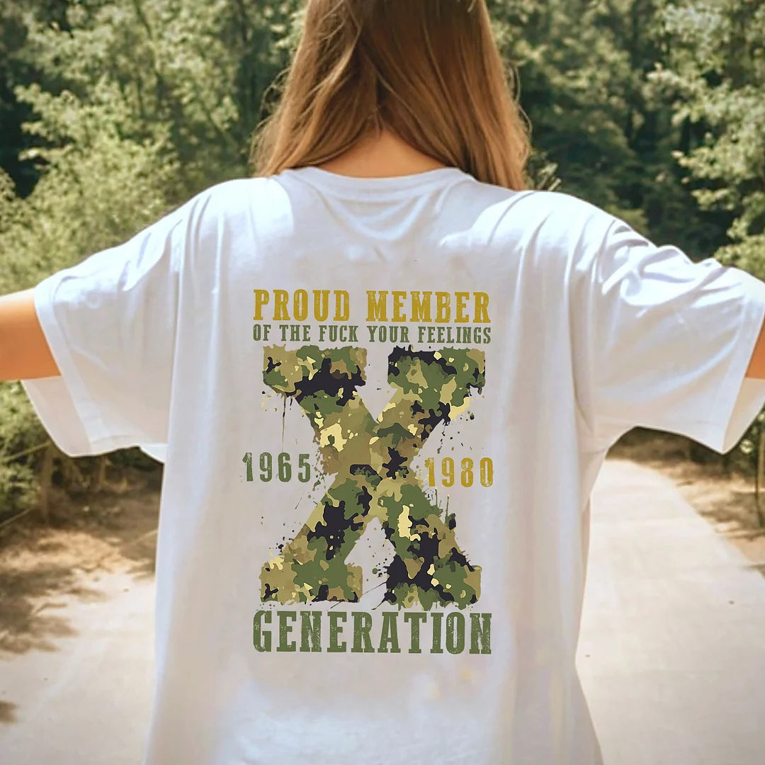 Generation X Camflauge Sweatshirt mit beidseitigem Aufdruck für das kundenspezifische Jahr