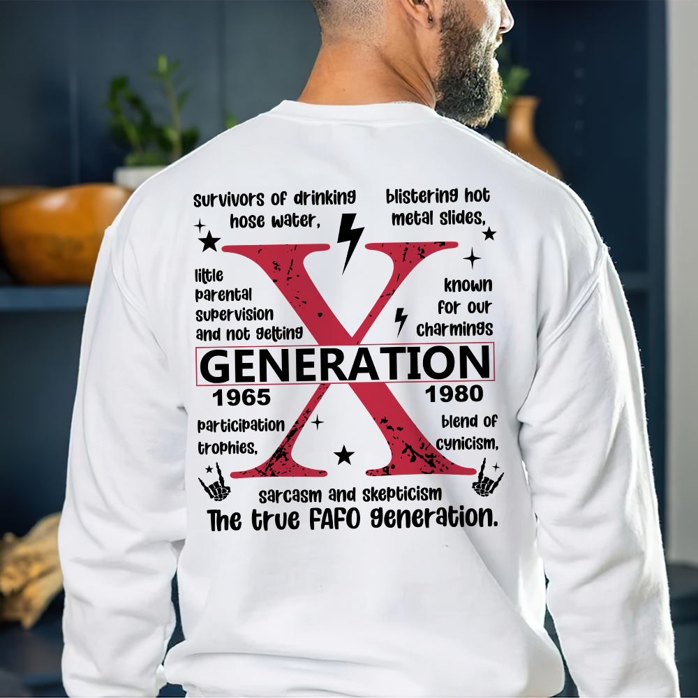 T-shirt personalizzata Generation X con anno di nascita sul petto