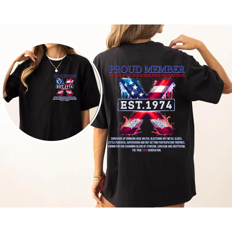 Custom Year FAFO Proud Member Gen X 2 Side T-shirt, Proud Member Flag Generation Shirt