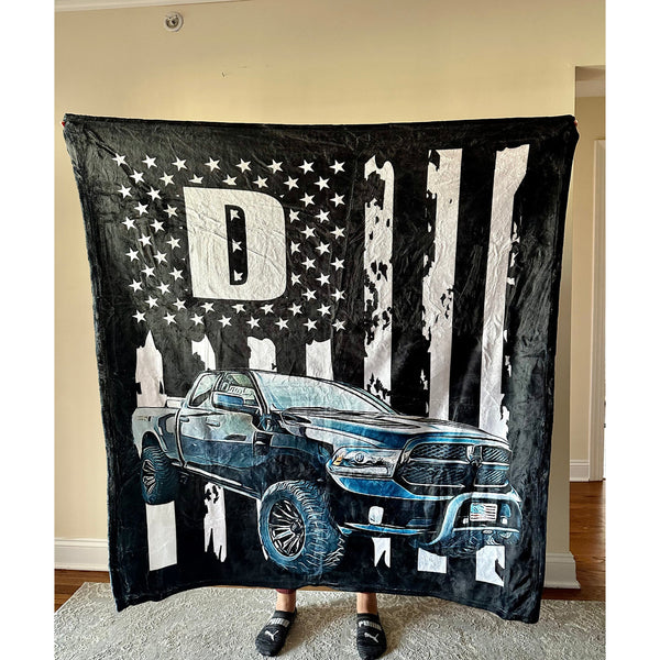 Diesel Flag Custom Truck Fleece Blanket