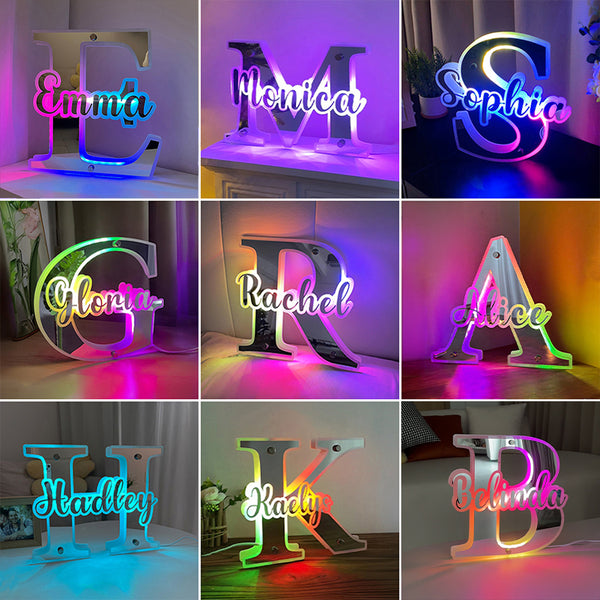 Personalized Mirror Lamp Customized Name And Initials Cool Christmas Gift