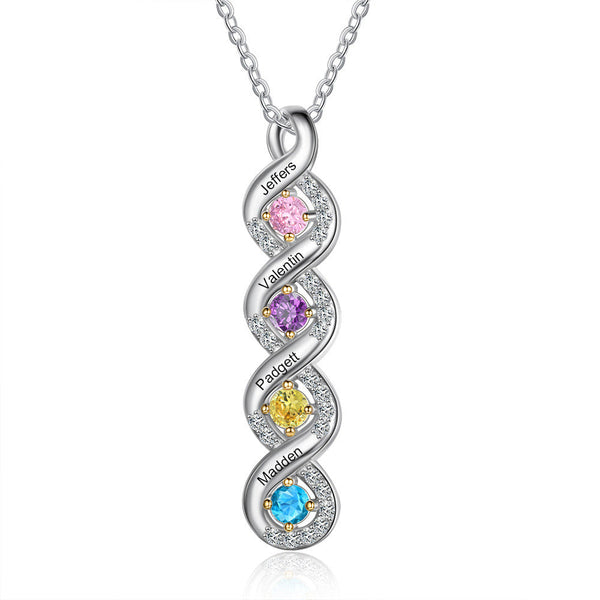 Personalized Mothers Rings Necklace with Birthstones