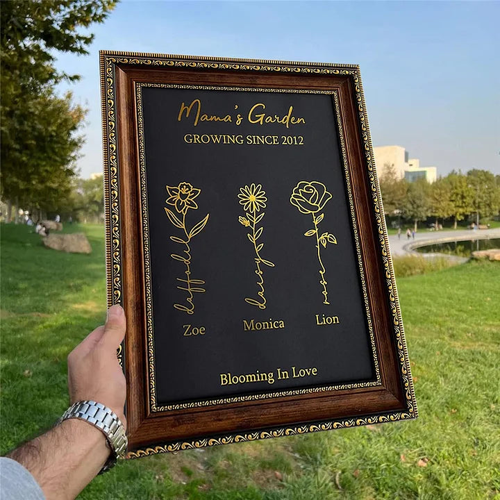 ⭐️Cadre personnalisé en feuille d'or avec fleur de naissance