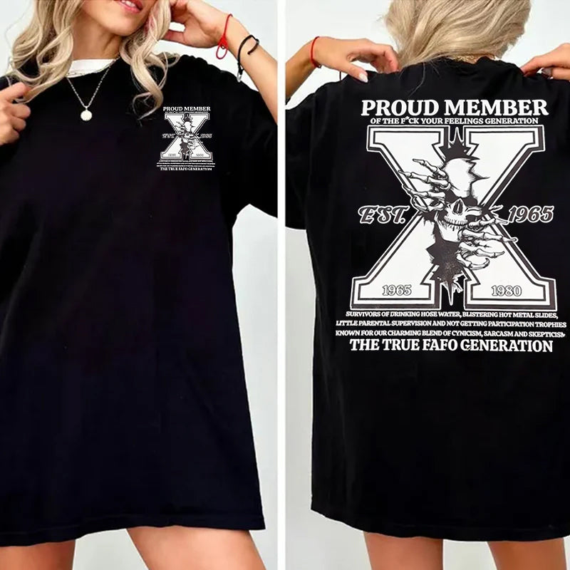 Gen X Shirt, GenX Skull 2 ​​Seiten T-Shirt, Vintage GenX 1965-1980 Shirt