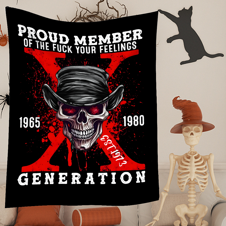 Couverture en flanelle personnalisée Generation X Fuck Your Feeling Custom EST