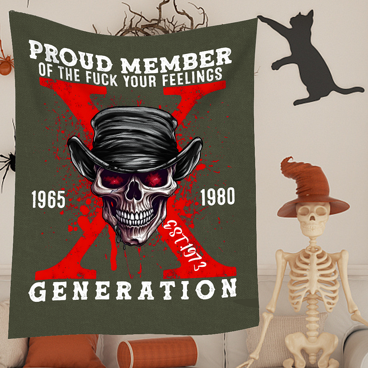 Couverture en flanelle personnalisée Generation X Fuck Your Feeling Custom EST