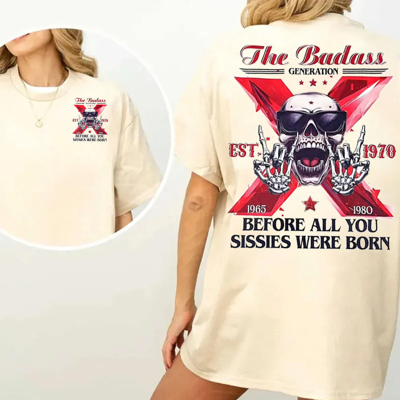 T-shirt personnalisé The Badass Generation X Skull, Custom Est 1965-1980 Gen X Top