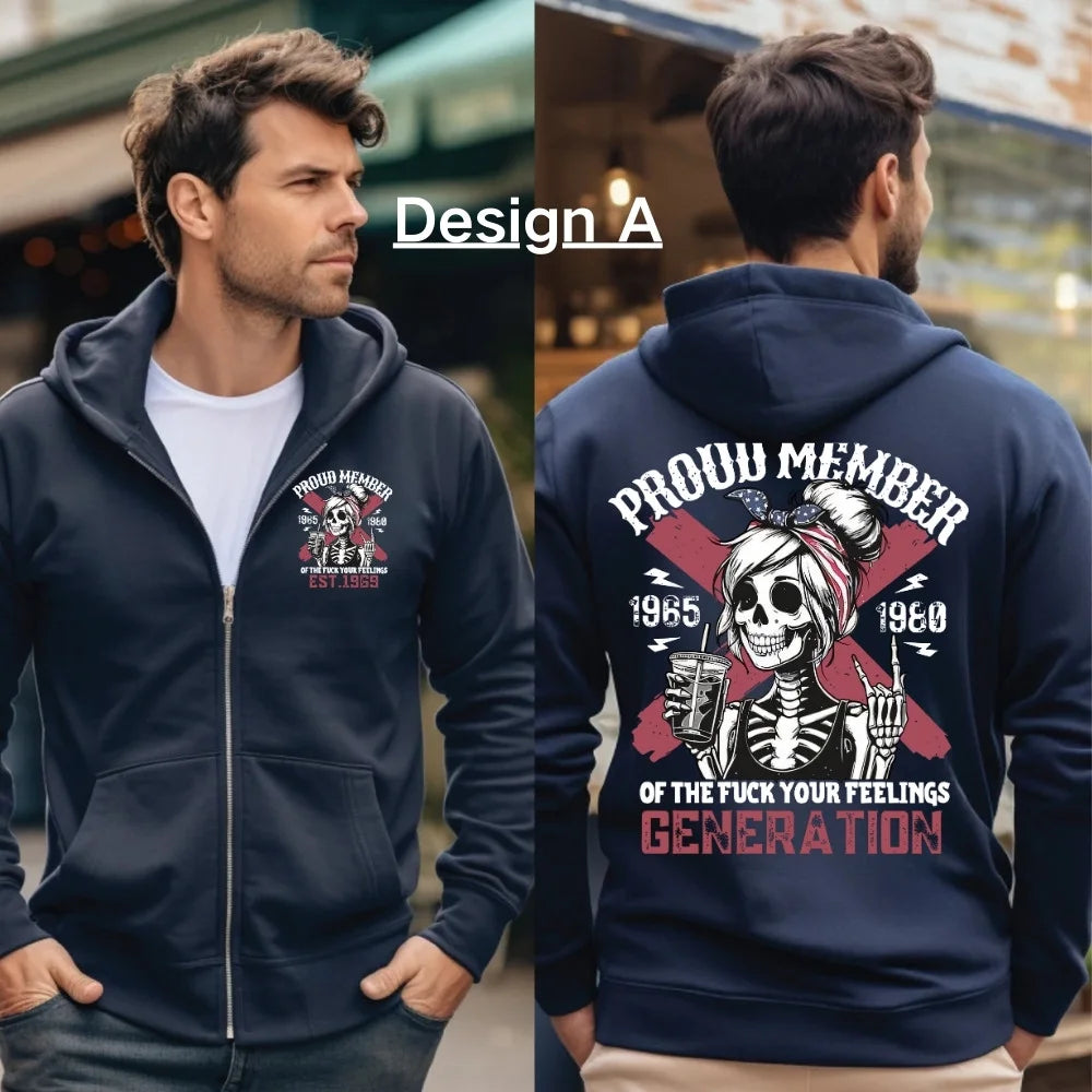 Camiseta Personalizada Nuevo Modelo Orgulloso Miembro de la Generación X Sudadera con Calavera y Café