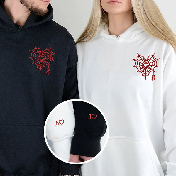 Custom Matching Spiderweb Heart Sweatshirt for Couples & Besties