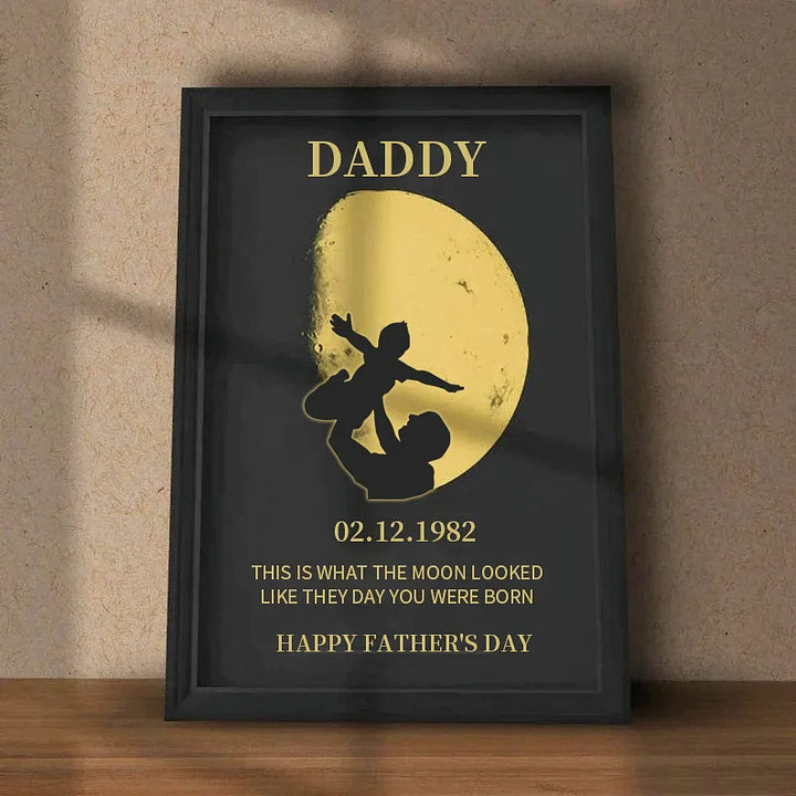 Geschenk zum Tag Deiner Geburt – Personalisiertes Wandkunst-Geschenk mit Mondphasen – Vatertagsgeschenk 