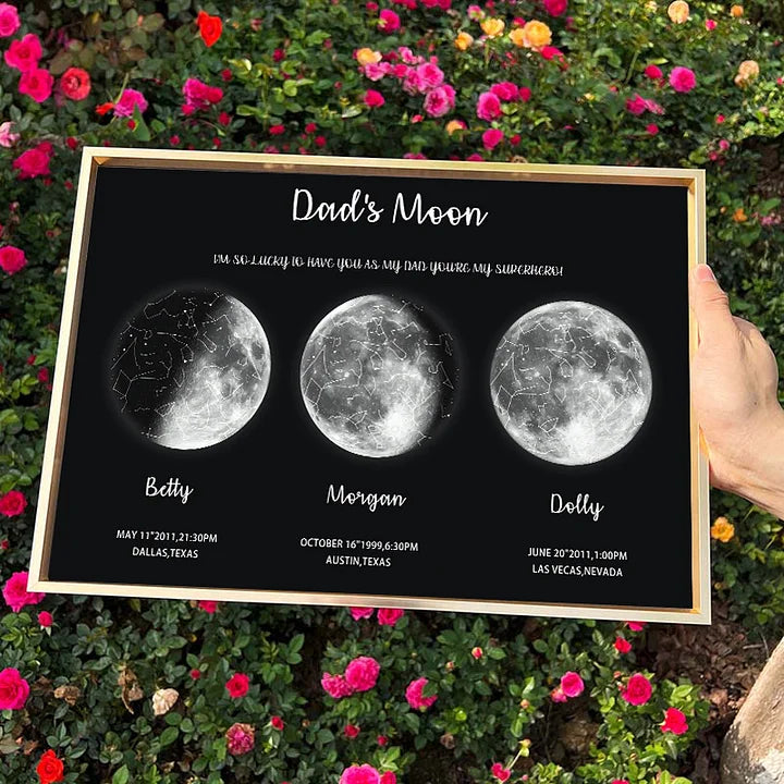 🎁 Regalo Especial para el Día de la Madre 🌔 Regalo Familiar Personalizado de Aniversario Especial con Cielo Nocturno de Luna - Universo de Mamá, Luna de Papá