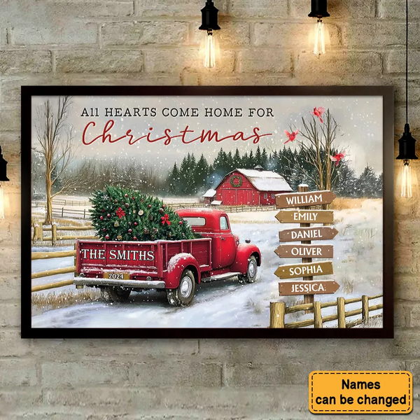 Personalized Custom Vintage Family Christmas Truck Farmhouse Canvas Gift