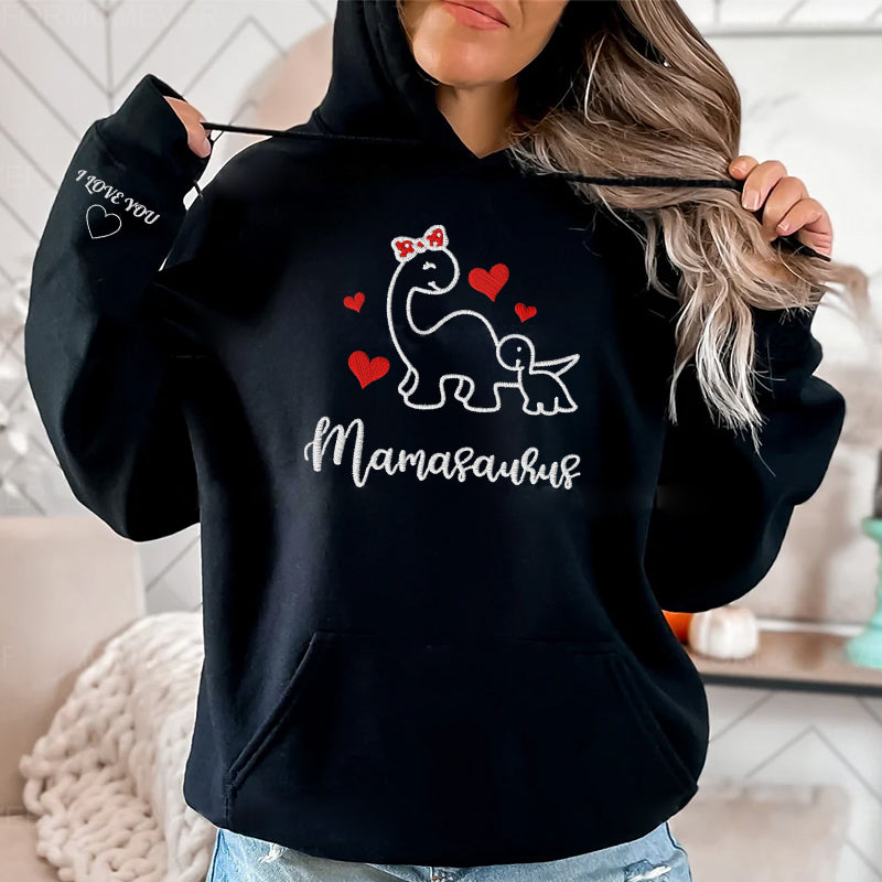 Felpa con Cuore Mamasaurus Ricamato - Regalo per la Festa della Mamma