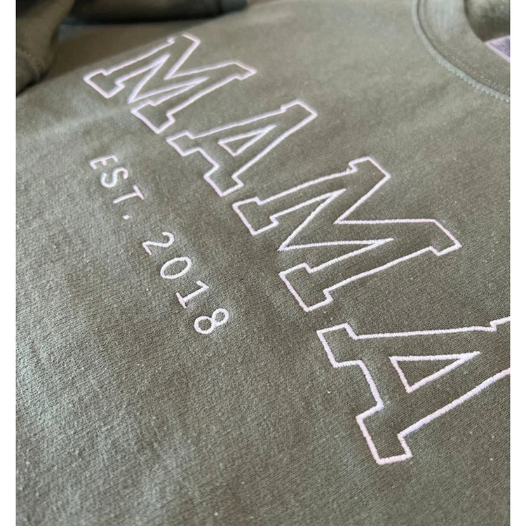 Sweat-shirt brodé personnalisé pour maman, sweat-shirt brodé personnalisé à manches