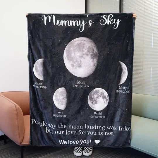 Couverture personnalisée Surrounding Moon - Cadeau Univers de Maman pour Maman Grand-mère