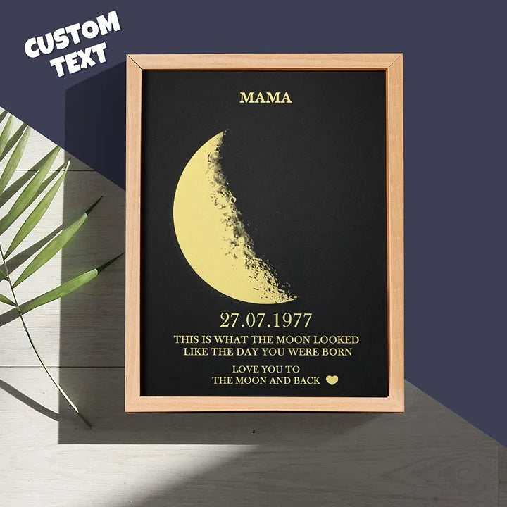 Marco personalizado de fase lunar con fecha de nacimiento, el mejor regalo para el Día de la Madre