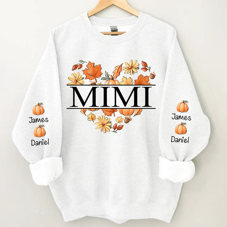 Mimi Heart Herbst Herbst mit Enkeln Sweatshirt, Oma Geschenk für den Herbst