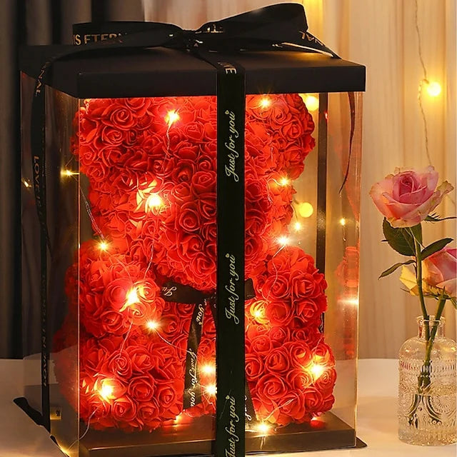 Rose Bear – Künstliche Schaumblumen mit LED-Licht und Geschenkbox