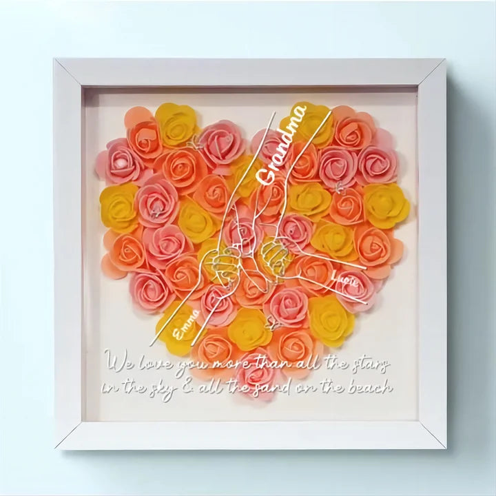 Todas las familias felices se parecen entre sí - Caja de sombra personalizada con flores para la familia