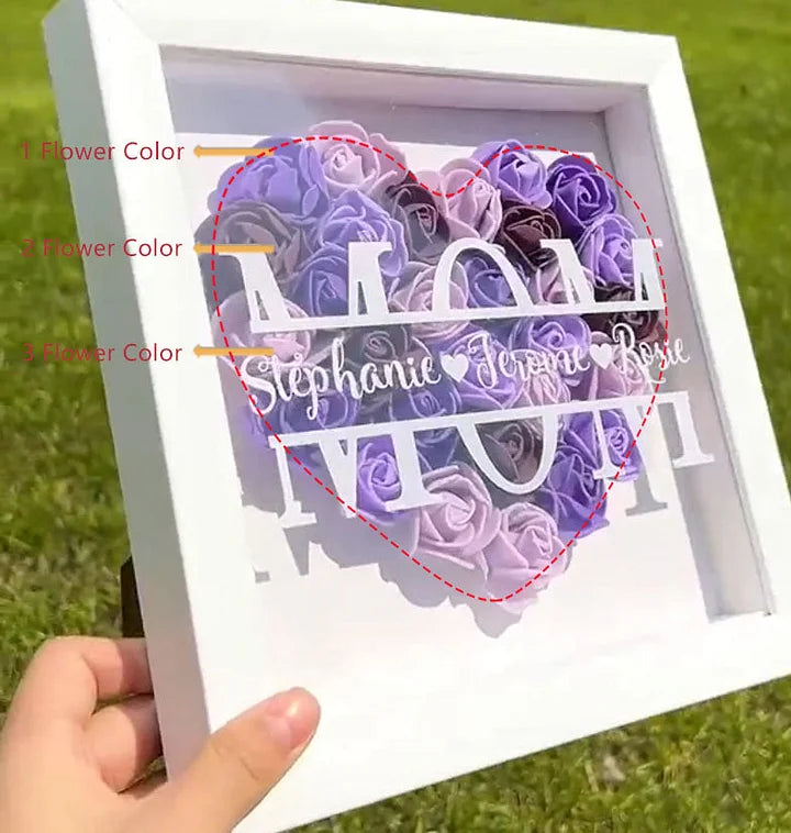 Personalized Mum Flower Shadow Box with Name for Mother's Day and for Your Love - Handmade Gift