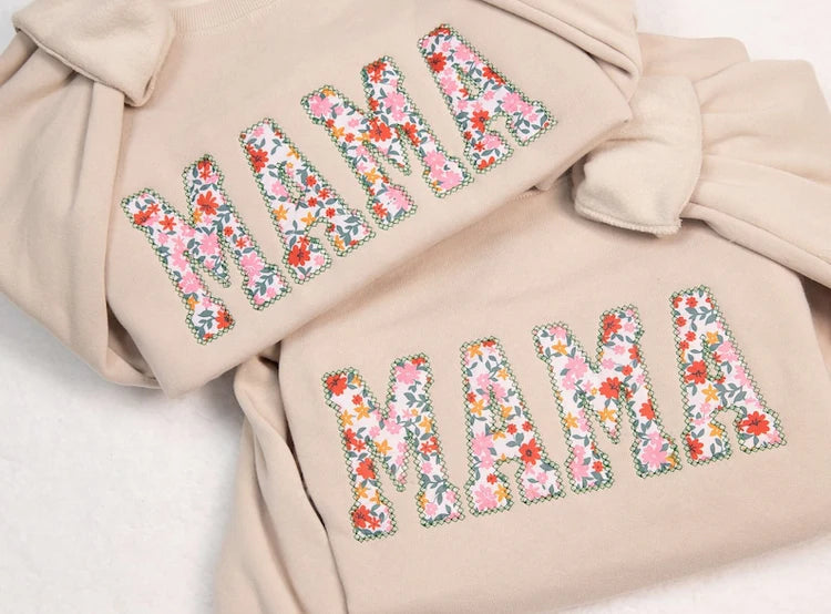 Sweat-shirt personnalisé Mimi avec application florale d'automne brodée
