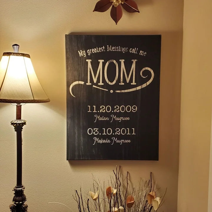 Meine größten Segnungen nennen mich Mama, personalisierte Premium-Leinwand