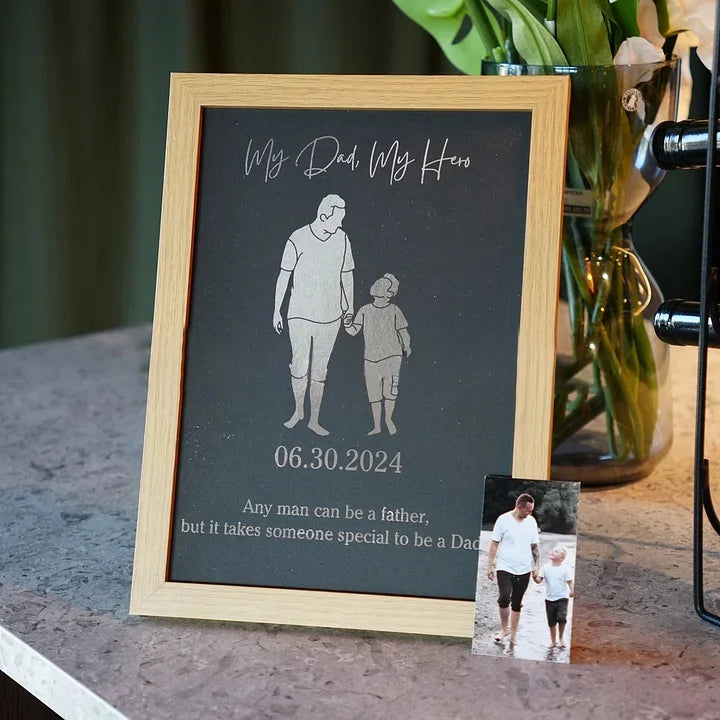 Regalo del Día del Padre con impresión personalizada de texto y foto en foil