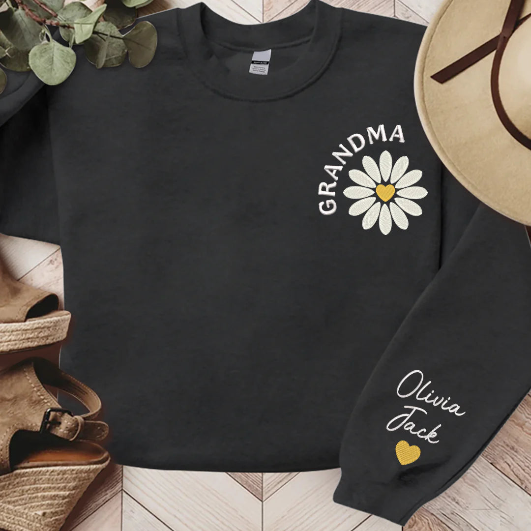 Abuela Daisy Bordada, Abuela Personalizada Y Niños, Regalo Para Abuela
