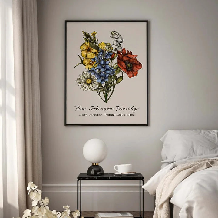 Vintage Custom-Geburtsblumen-Familienstrauß
