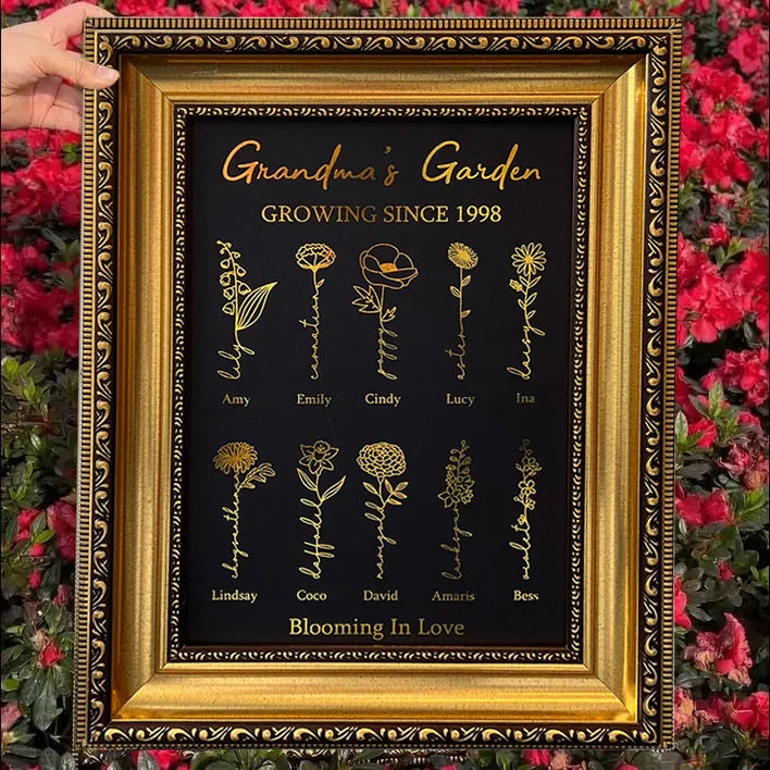 ⭐️Marco personalizado de flor de nacimiento con foil dorado
