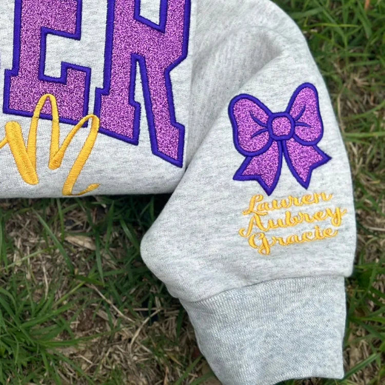 Personalisiertes Glitzer besticktes Cheer Mom Sweatshirt