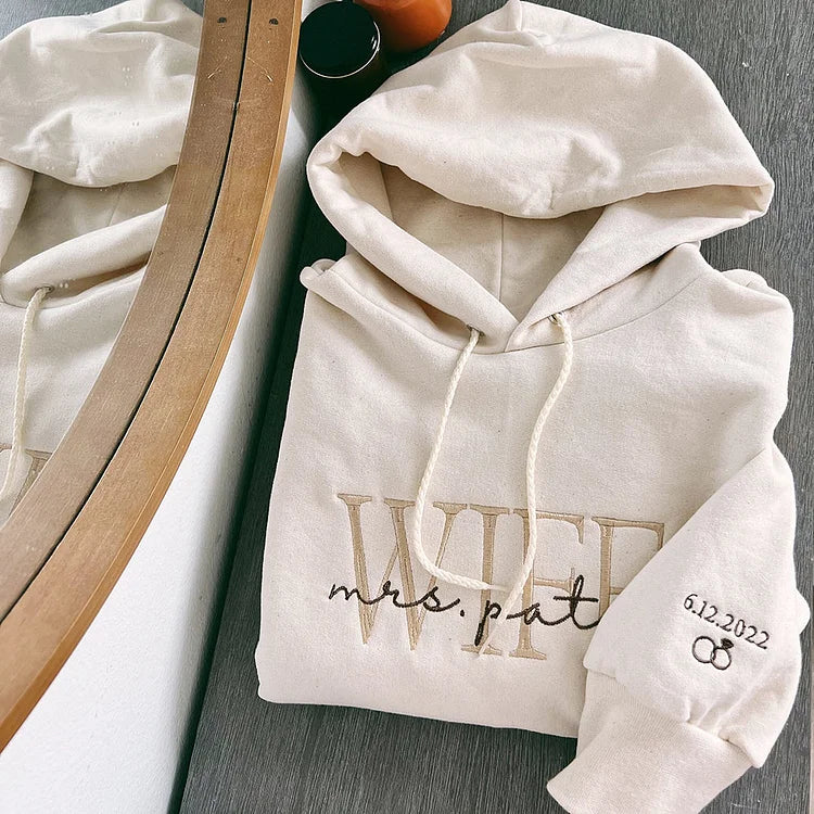 Personalisiertes besticktes Wifey Hubby Sweatshirt für Valentinstagsgeschenke 