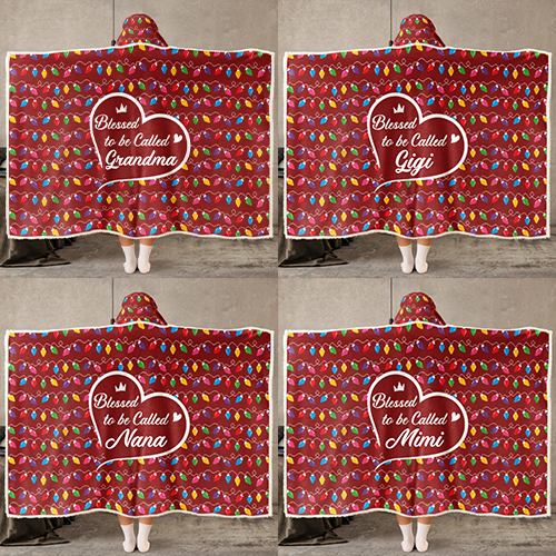 Benedetta di essere chiamata Nonna Luce a LED personalizzata per bambini - Coperta con cappuccio indossabile con foto personalizzata