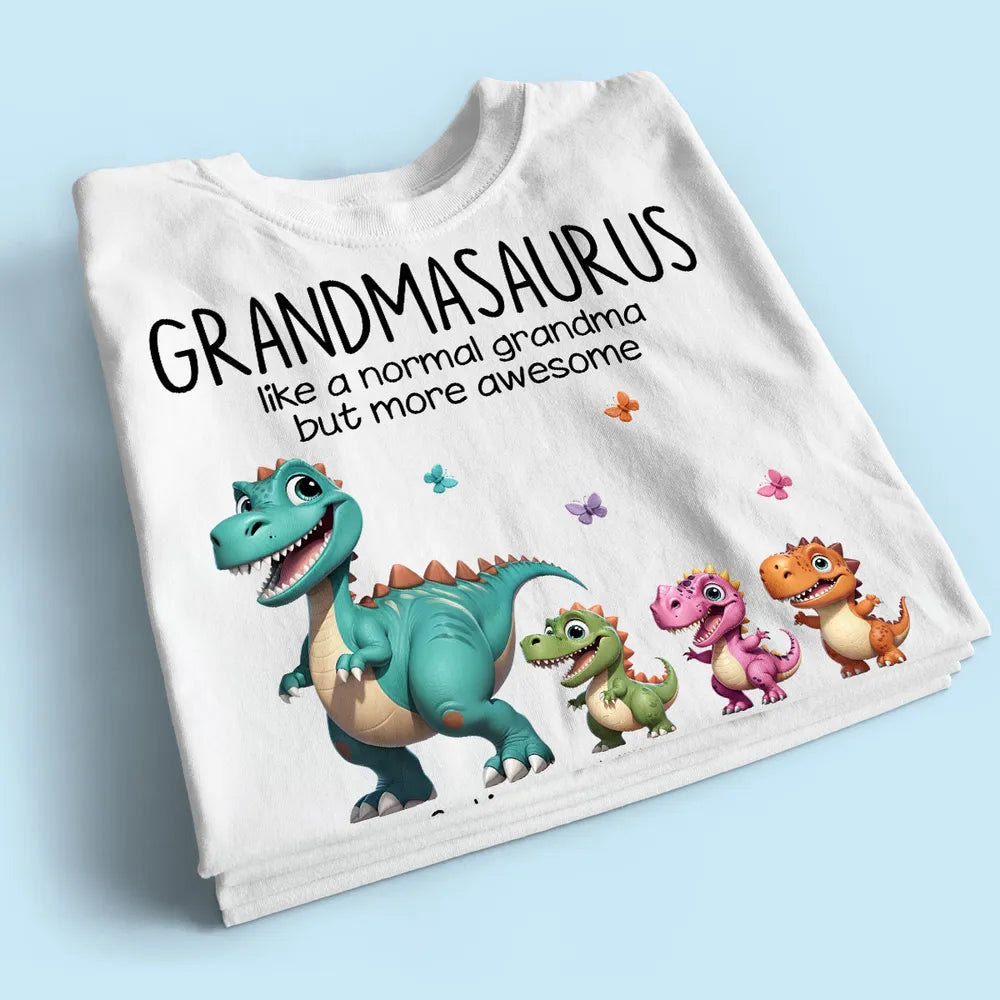 Maglietta Personalizzata Grandmasaurus E Bambini Effetto 3D Dinosauri, Regalo Per La Festa Della Mamma Per La Nonna