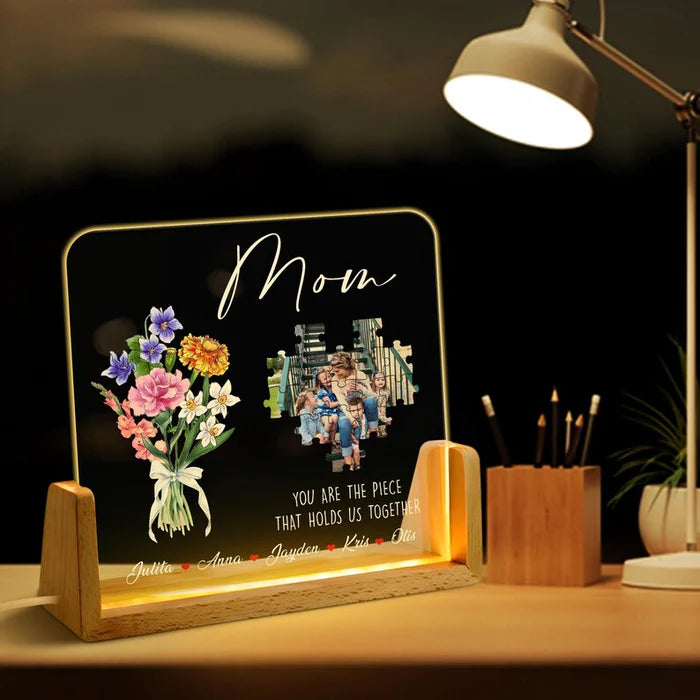 Benutzerdefinierte personalisierte Foto LED Nachtlicht benutzerdefinierte Geburt Monat Blume Muttertag Geschenk 
