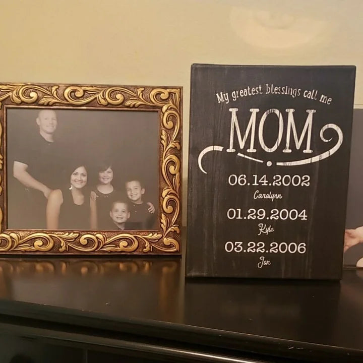 Meine größten Segnungen nennen mich Mama, personalisierte Premium-Leinwand
