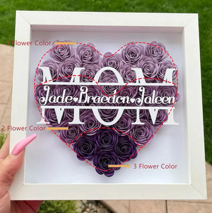 Personalized Mum Flower Shadow Box with Name for Mother's Day and for Your Love - Handmade Gift