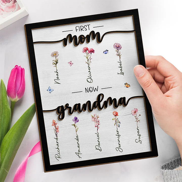Première Maman Maintenant Grand-mère - Plaque en Bois Superposée🔥Cadeau de la Fête des Mères🔥