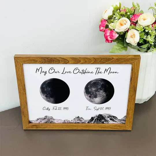 🌔Marco de impresión de fases lunares de nacimiento personalizado - Regalo personalizado para mamá, abuela, Día de la Madre