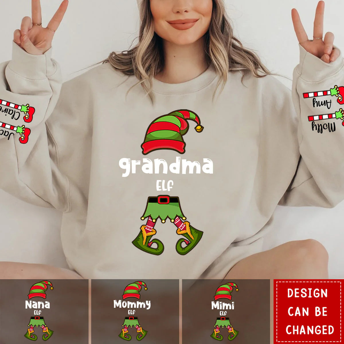 Felpa Personalizzata Nana Elf - Buon Natale