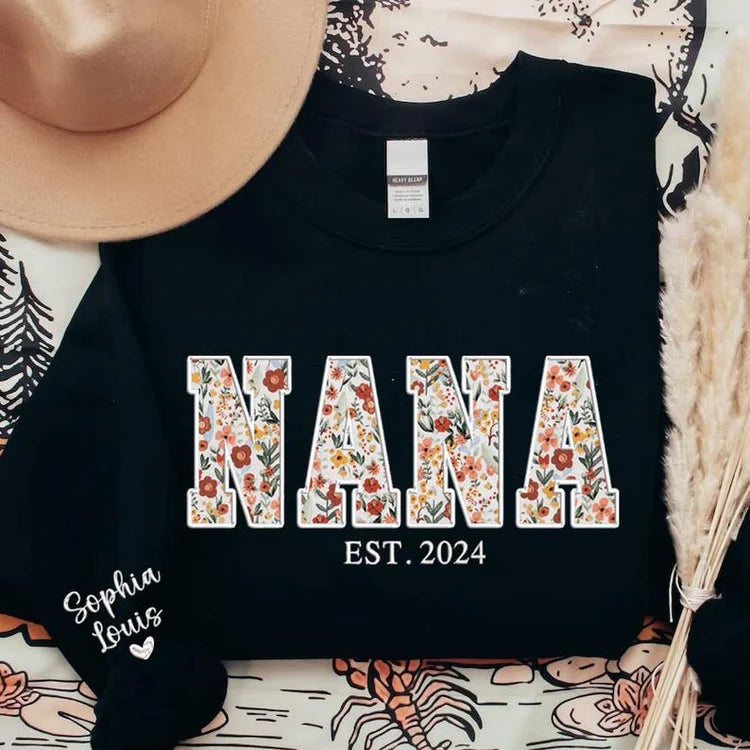 Applikation Floral Mama Sweatshirt Custom Mom Besticktes Sweatshirt Crewneck Geschenk für Mama Oma Muttertag Weihnachten