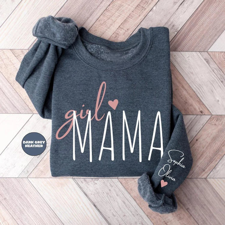 Sweatshirt personnalisé Girl Mama, Hoodie personnalisé Mom Of Girls, Nouvelle tenue Mama