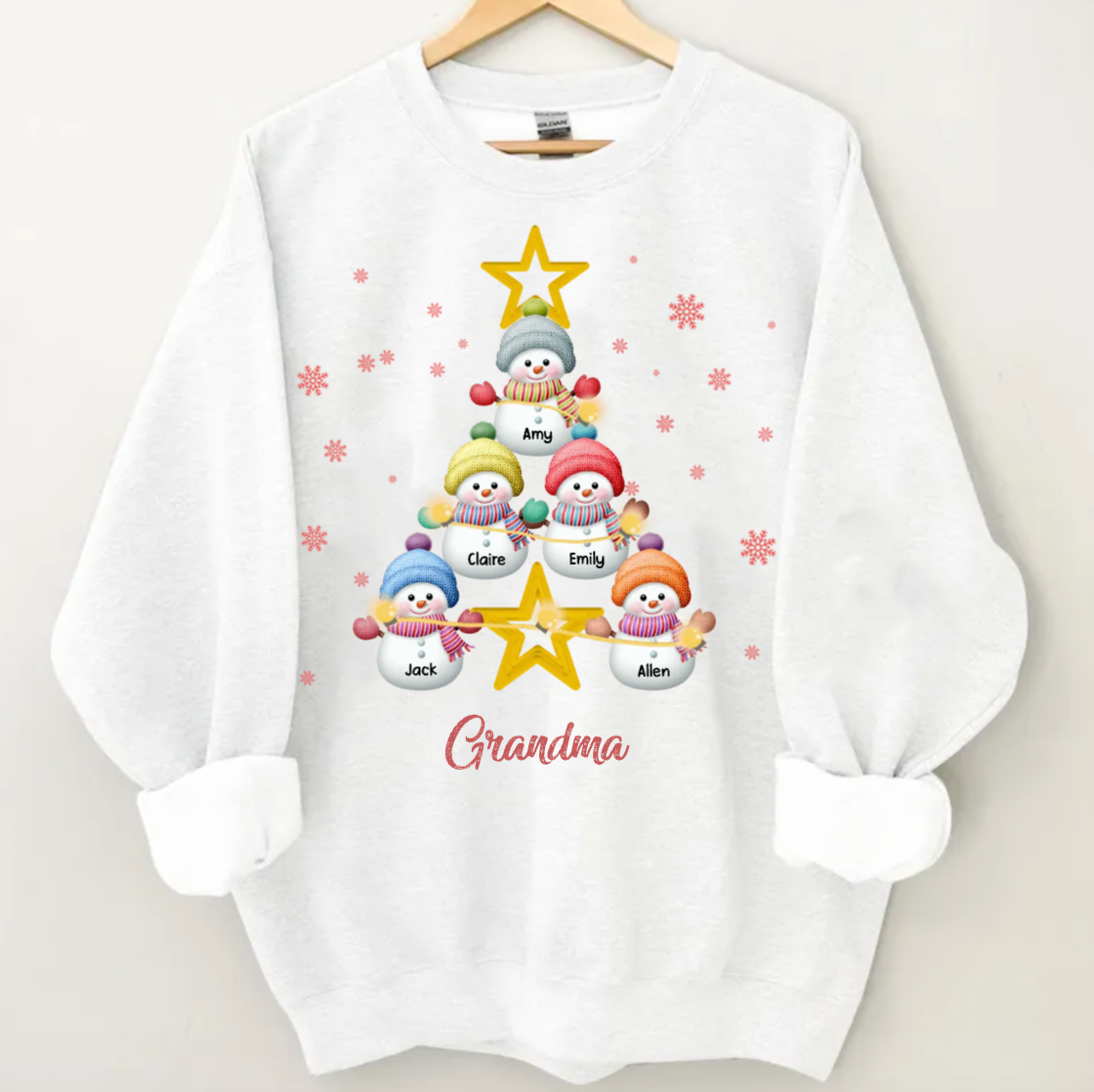 Felpa con Pupazzo di Neve Personalizzato per Bambini con Albero di Natale