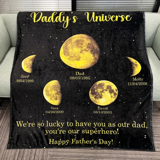 Manta Personalizada Surrounding Moon - Regalo Universo de Papá para Papá Abuelo
