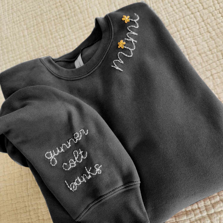 Benutzerdefiniertes handbesticktes Mimi mit Enkelkindern Sweatshirt für Muttertag Mama Oma