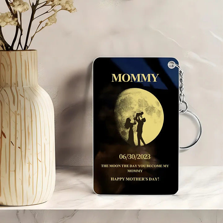 🌔 Llavero acrílico personalizado con silueta familiar de fases lunares 🎁 Regalo para el Día de la Madre Regalo para el Día del Padre