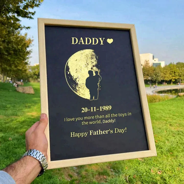 Geschenk zum Tag Deiner Geburt – Personalisiertes Wandkunst-Geschenk mit Mondphasen – Vatertagsgeschenk 