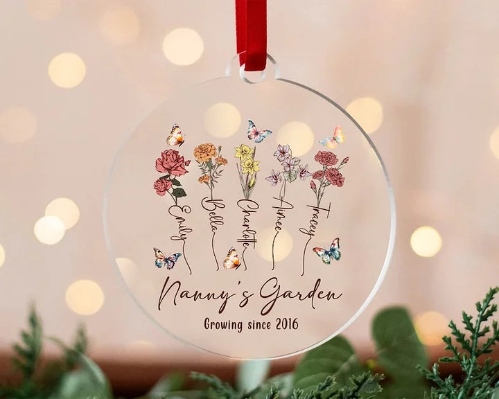 Mom's Garden Personalisierte Geburtsblume Weihnachtsschmuck