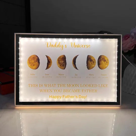 Spiegellampe mit mehreren Mondphasen – Geschenk für Mama, Papa, Oma, Opa, Familie 
