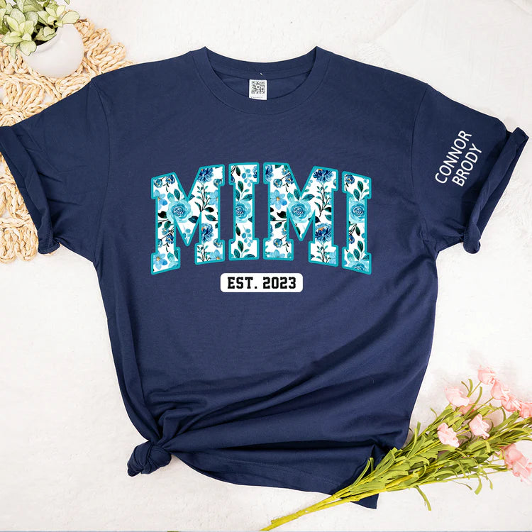 Mimi Floral 4 Shirt, Personalisiertes Mimi und Kinder, Muttertagsgeschenk T-Shirt - Individuelles Geschenk